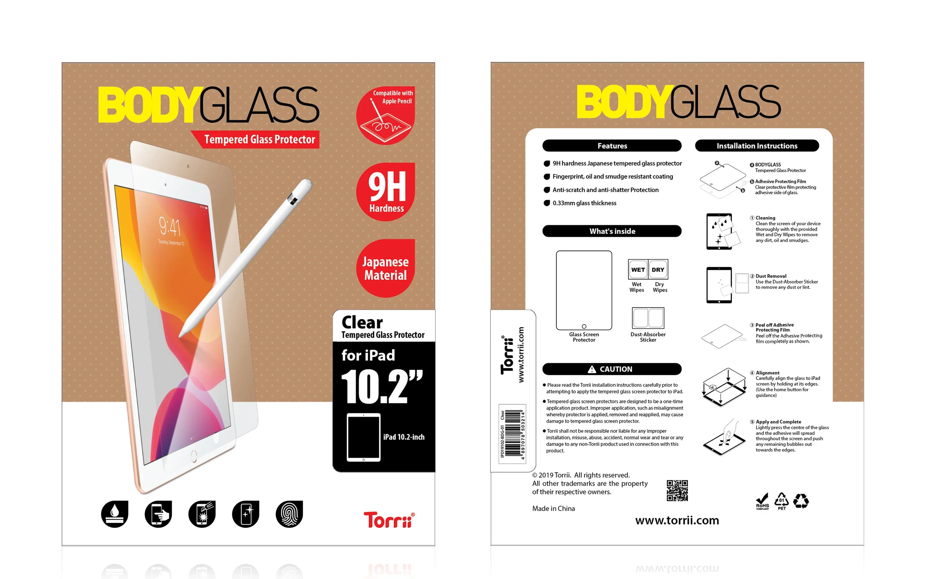 Torrii Bodyglass For iPad 10.2 (2019) - Clear - Tashqila Torrii Bodyglass For iPad 10.2 (2019) - Clear - Tashqila